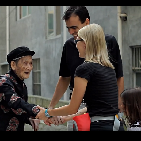 La alegría de vivir, por seis centenarios de Bama, China 